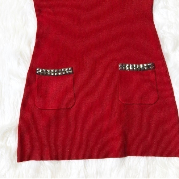 ❤️ INC Red Knit Studded Bodycon Dress! - Picture 4 of 5